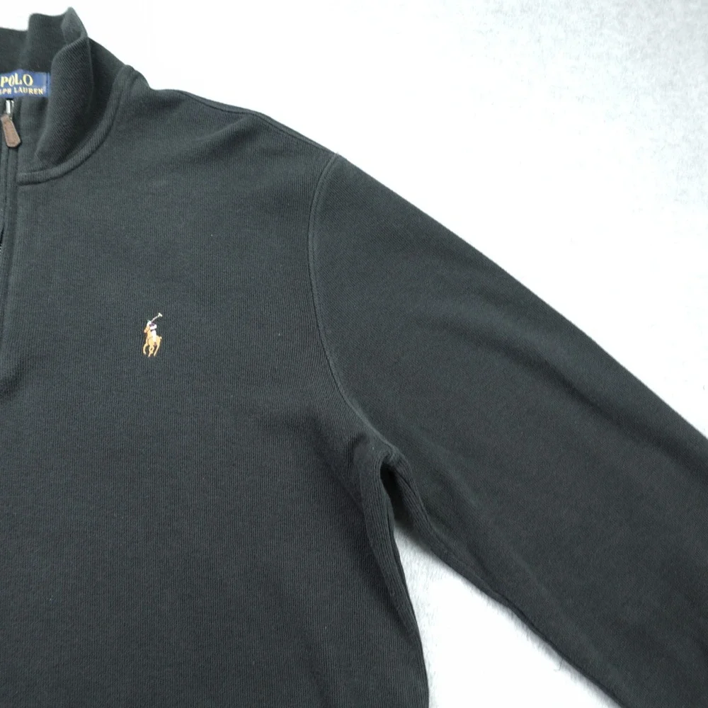 Polo Ralph Lauren Pullover Mens XL Black Estate Rib Sweater 1/4‎ Zip Cotton